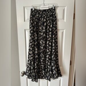 Promesa Black and White Floral Sheer A-Line Skirt